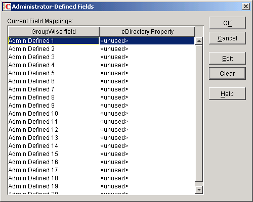 Administrator-Defined Fields dialog box