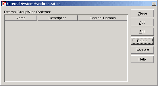 External System Synchronization dialog box