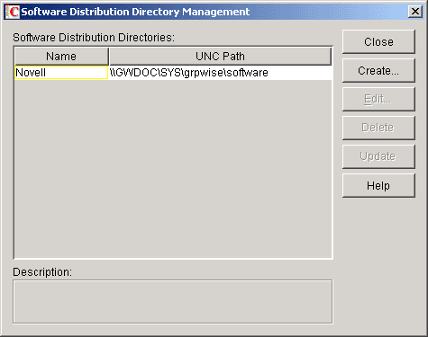 Software Distribution Directory Management dialog box