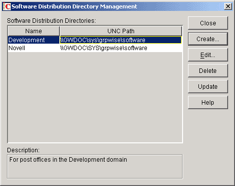 Software Distribution Directory Management dialog box