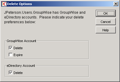 Delete User Options dialog box