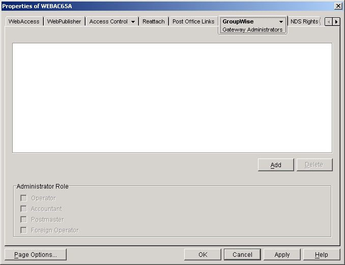 Gateway Administrators property page