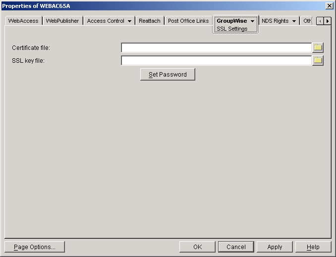 SSL Settings property page