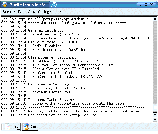 Linux WebAccess Agent console