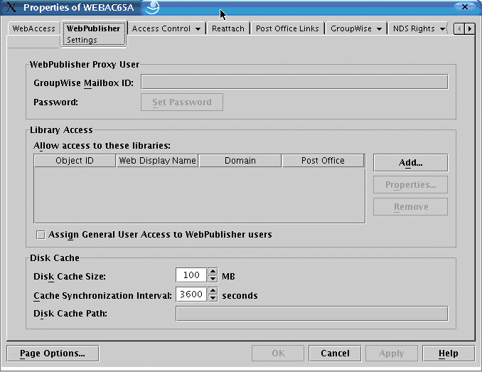 WebPublisher property page