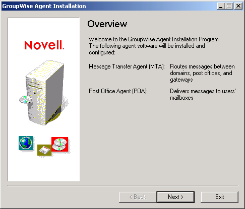 GroupWise Agent Installation Overview page
