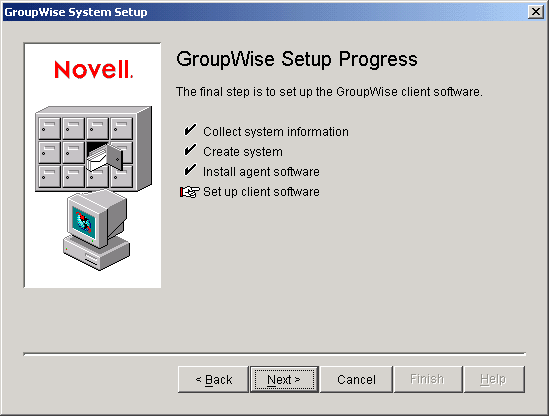 GroupWise Setup Progress: Set Up Client Software