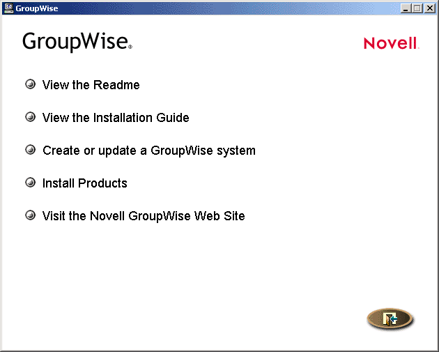 GroupWise Installation main window