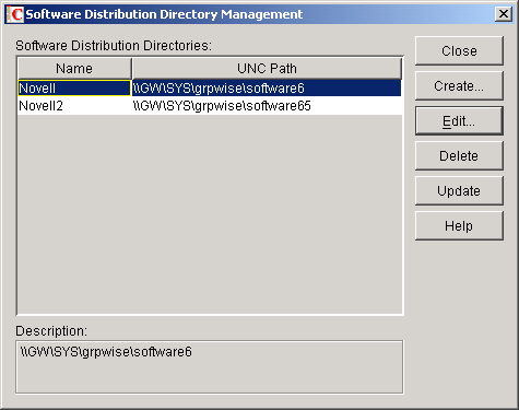 Software Distribution Directory Management dialog box