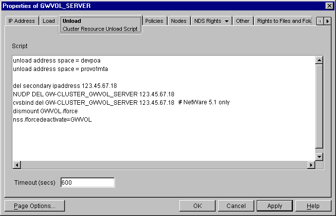 Modified unload script