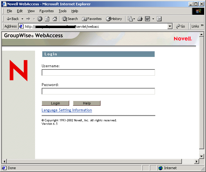 GroupWise WebAccess login page