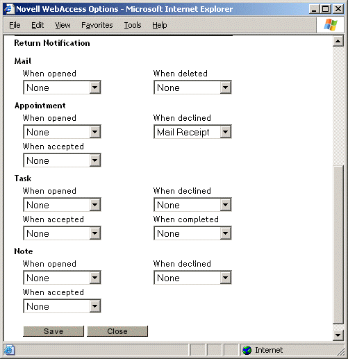 Options view with Send Options selected (bottom)