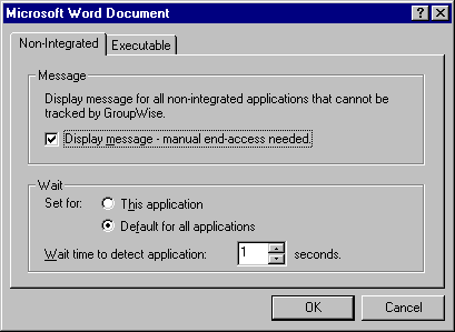 Document dialog box with the Non-Integrated tab open