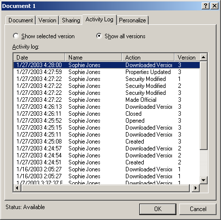 Document Properties dialog box