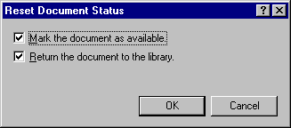 Reset Document Status dialog box