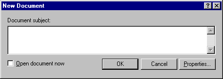 New Document dialog box