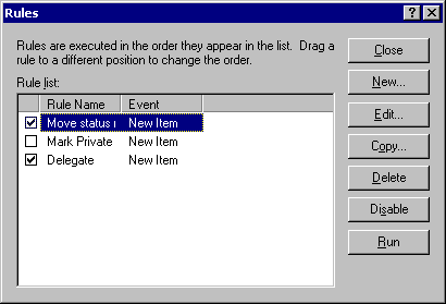 Rules dialog box