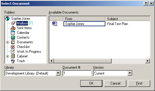 Select Document dialog box