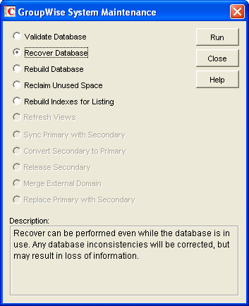 System Maintenance dialog box