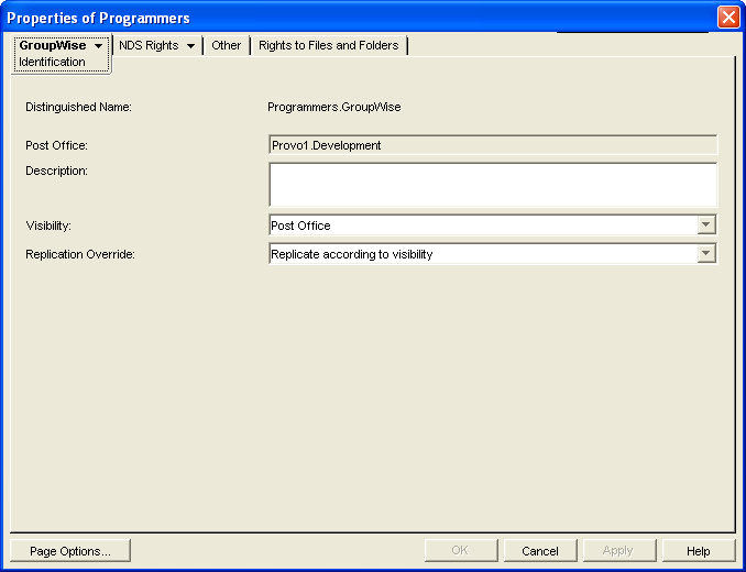 Distribution List Identification property page