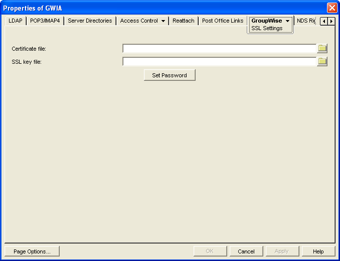 SSL Settings property page