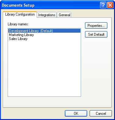 Document Setup dialog box with the Integrations tab displayed