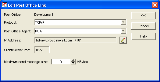 Edit Post Office Link dialog box