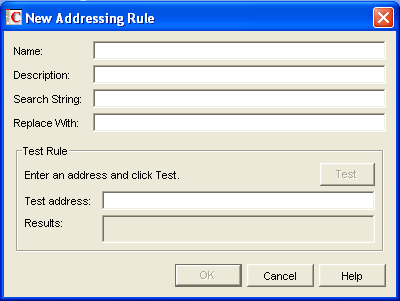 New Addressing Rule dialog box