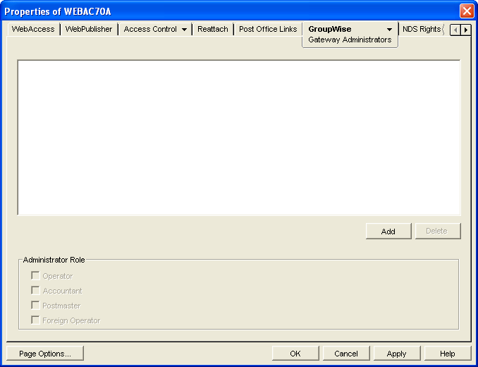 Gateway Administrators property page