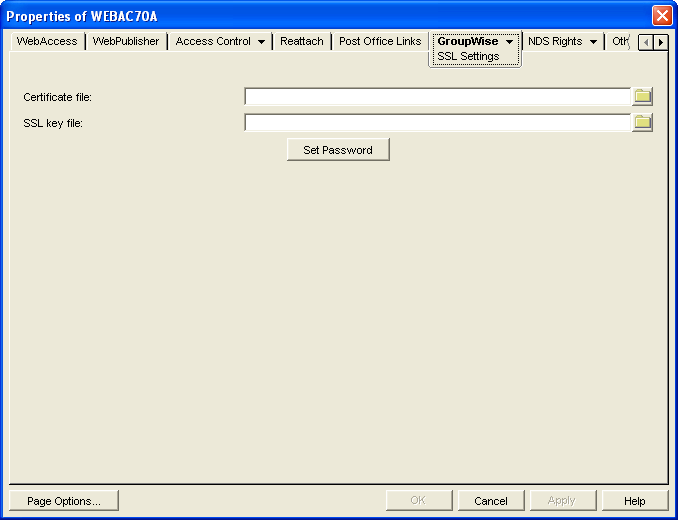 SSL Settings property page