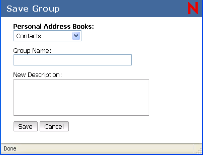 Save Group dialog box