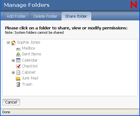 Shared folder view