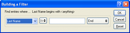 Building a Filter dialog box