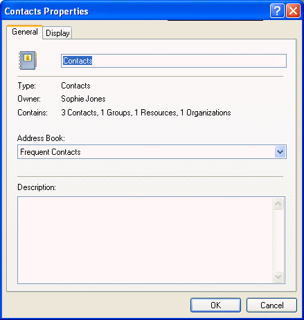 Contacts Folder Properties dialog box