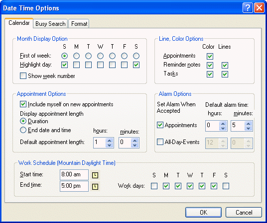 Date Time dialog box