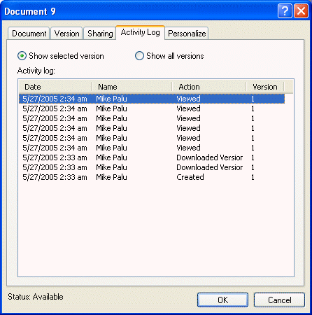 Document Properties dialog box