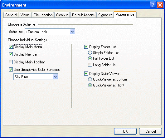 Appearance dialog box