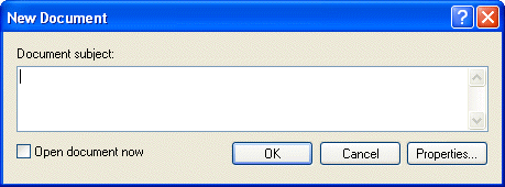 New Document dialog box