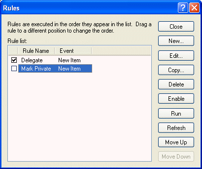 Rules dialog box