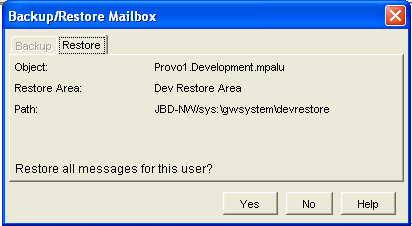 Backup/Restore Mailbox dialog box