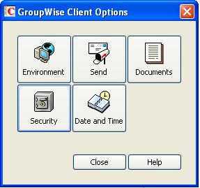 GroupWise Client Options dialog box