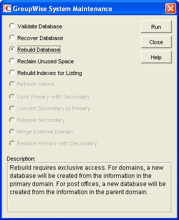 System Maintenance dialog box