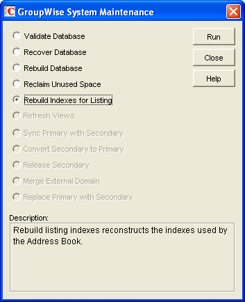 System Maintenance dialog box