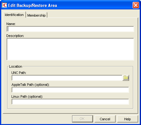 Edit Backup/Restore Area dialog box
