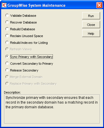 System Maintenance dialog box