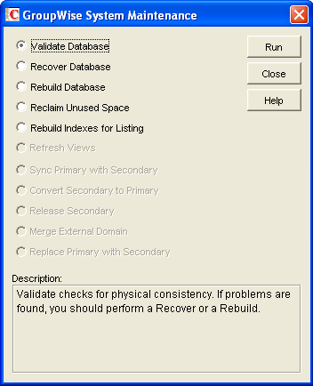 System Maintenance dialog box