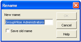 GroupWise Rename dialog box
