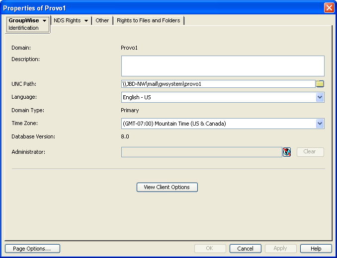 Domain Identification property page