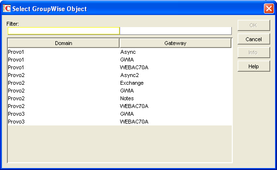 Link Configuration tool with a list of gateways in the system