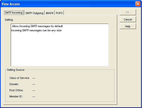 View Access dialog box